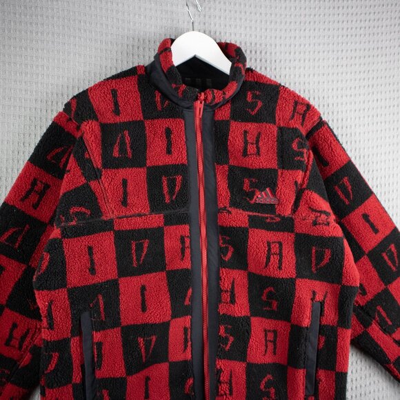 Adidas Patterned Reversible Fleece Jacket Mens Medium - Picture 5 of 8